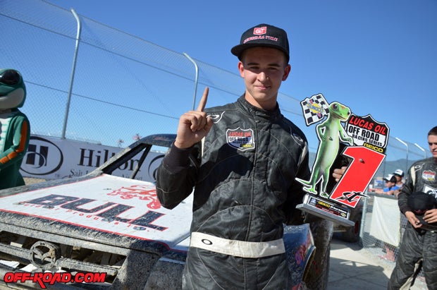 Fifteen-year-old Wyatt Kirchner earned his first win in the Super Lite class. 