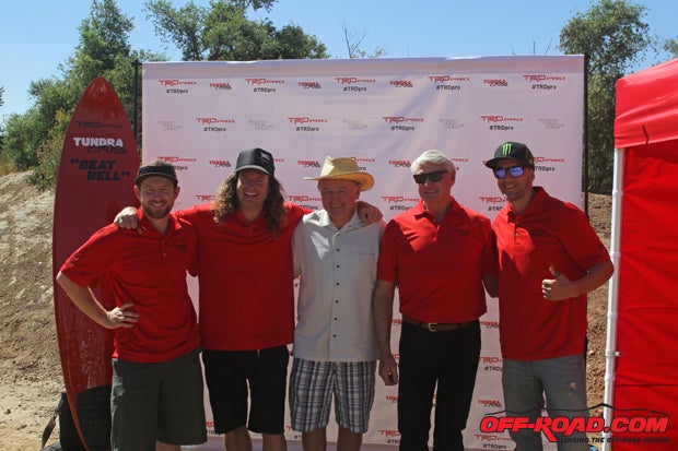 Young Guns and Legends: Gathered for the TRD Pro Baja 1000 announcement were Toyota racers from past and present, including (from left to right) Ryan Millen, Andy Bell, Rod Millen, Ivan Stewart and Jaime Bestwick.