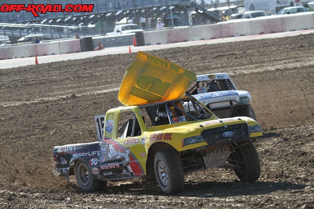 Marty Hart somehow lost the roof of his Pro Lite truck but that didnt stop him from passing Person and taking the lead of the race. As hard as Deegan pushed he couldnt get past Hart who ended up with the win.