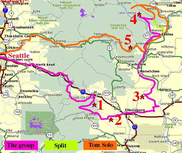 The route, starting and ending in Seattle.