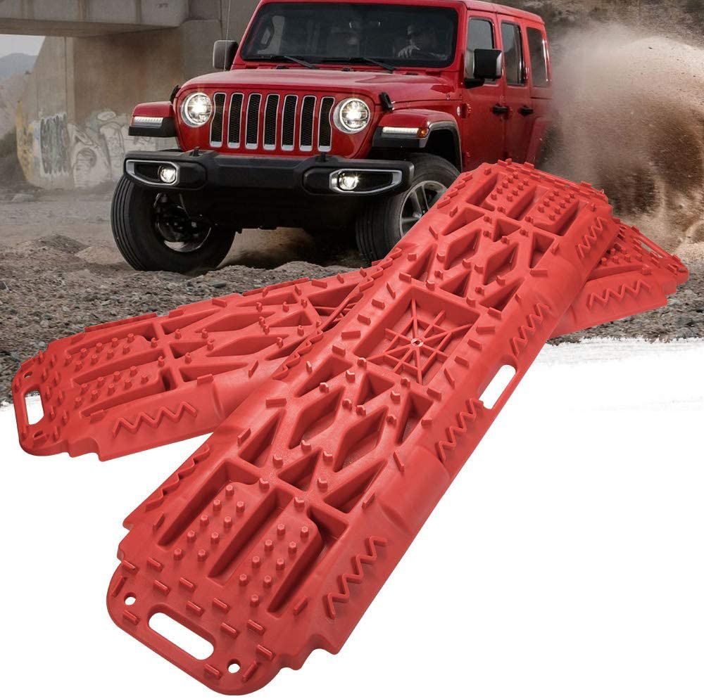 BUNKER INDUST Traction Tracks Mat Snow-Black Track Tire Ladder 2 Pcs Traction Boards Recovery Tool for Off-Road 4X4 Mud Sand 