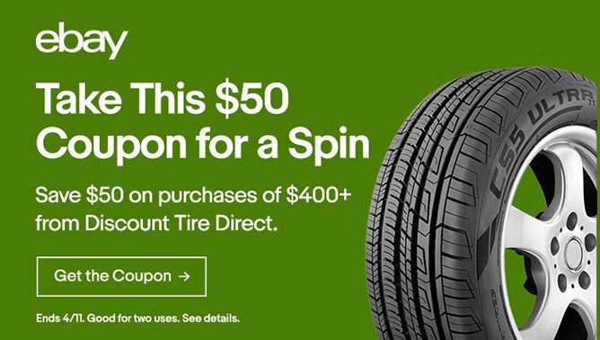 Save $50 on a Set of Tires from eBay and Discount Tire Direct