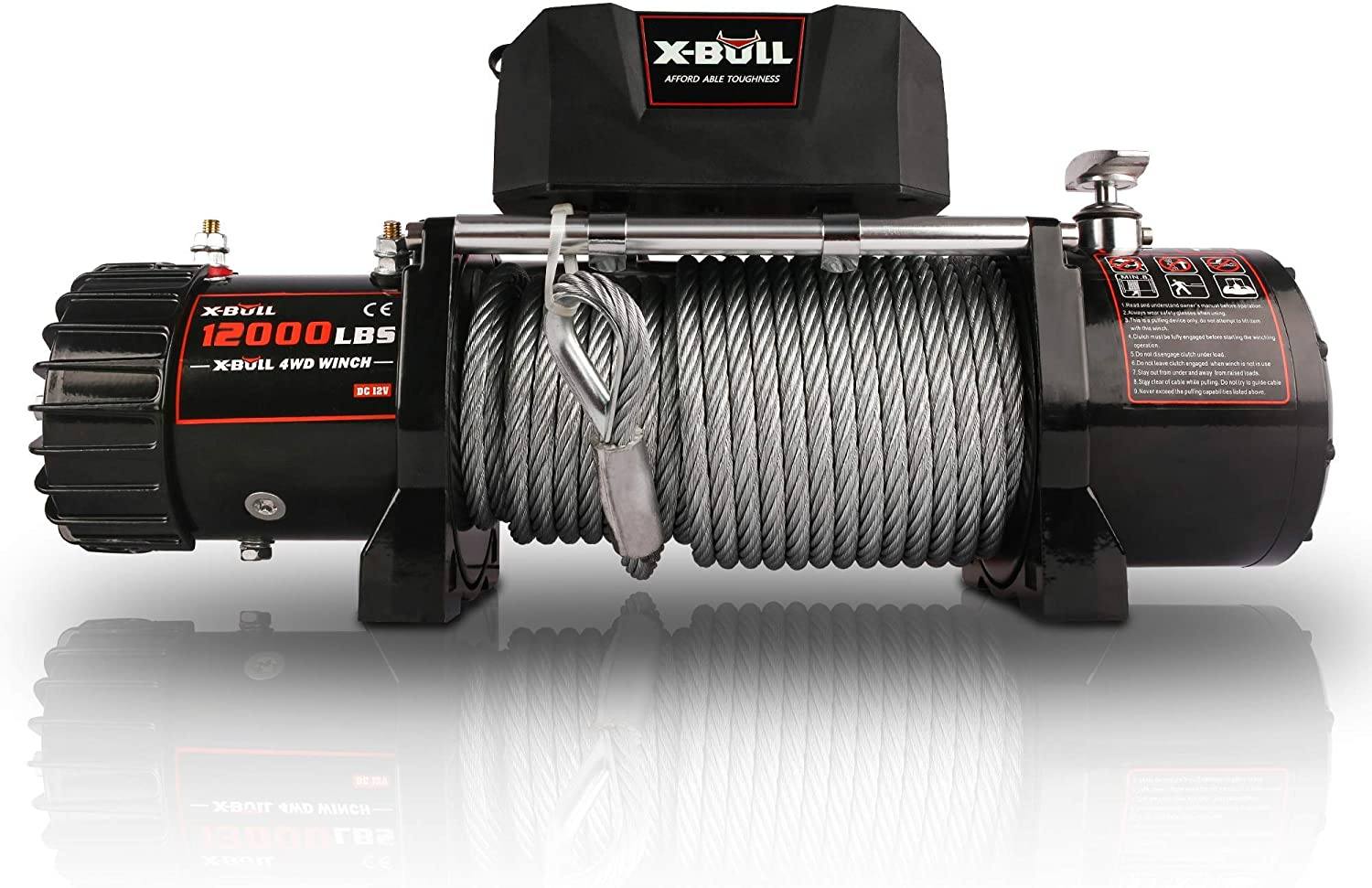 X-Bull 12V Steel Cable Electric Winch 12000 lb Load