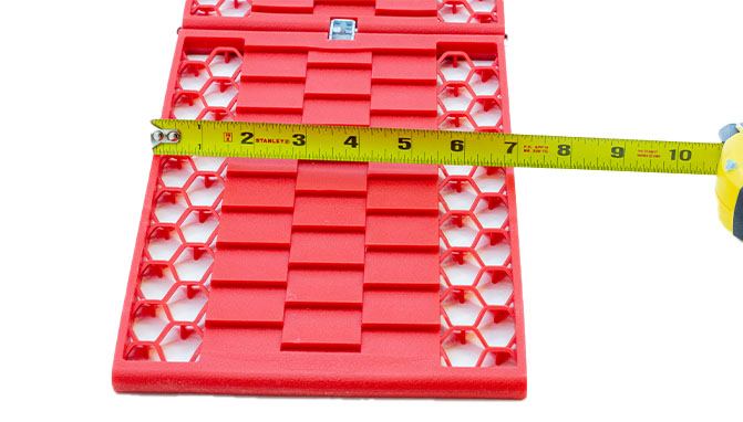 DEDC traction mats measured with tape measure