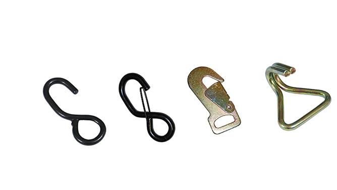 4 different ratchet strap hook styles