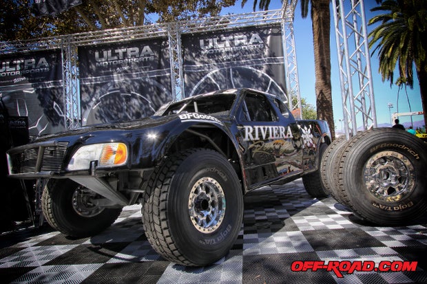This super clean Riviera Racing Trophy Truck was on display in the Ultra Wheel booth during the Lucas Oil Off-Road Expo, showing off Ultras new Xtreme wheel line, available in forged beadlock and cast aluminum applications for truck and SUV.