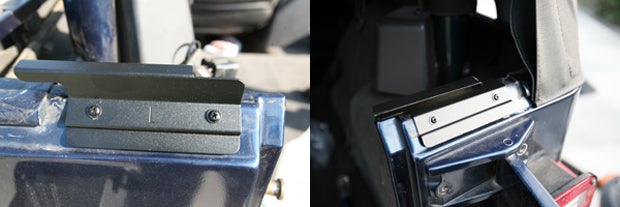 Theres a right way and a wrong way. When installing the tailgate mounts, dont do what we did and install them backwards (left image). You should not see the L or R letters once installed properly (right image). Since we had a previous Supertop on this Jeep, we did not need to drill small holes in the Jeep. If you do, make sure to only drill small, 1/8 holes for each and be sure to have silicone sealant on hand to seal the hole once done. 
