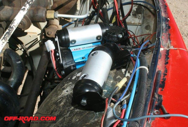 I then mounted the external manifold close enough to be connected to the air compressor with the included stainless-steel braided air hose.