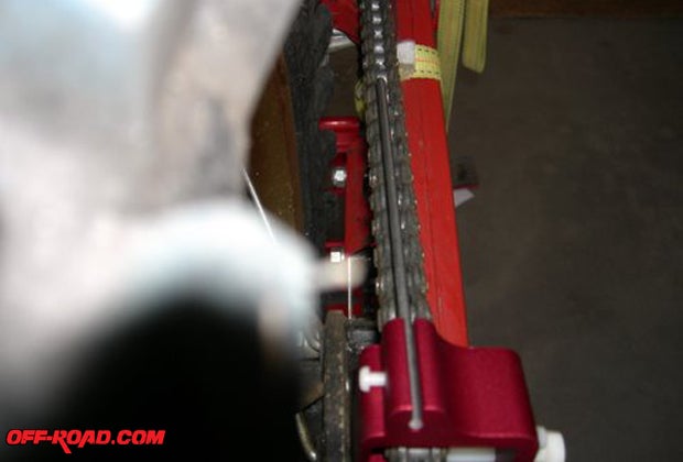 Heres the chain lined up correctly.  As you can see the rod is now lined up correctly.