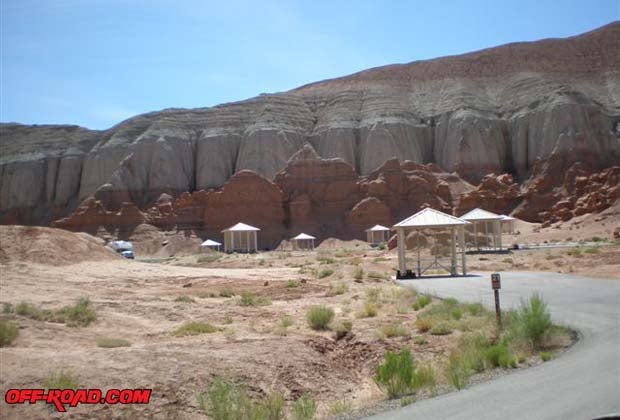 This campground at Goblin Valley State Park is typical of the unimproved campgrounds found in the area.