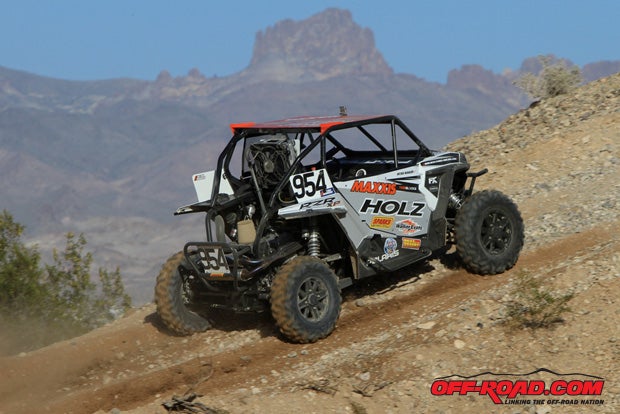Beau Baron climbs a rocky hill on his way to third place overall in the Production race. 