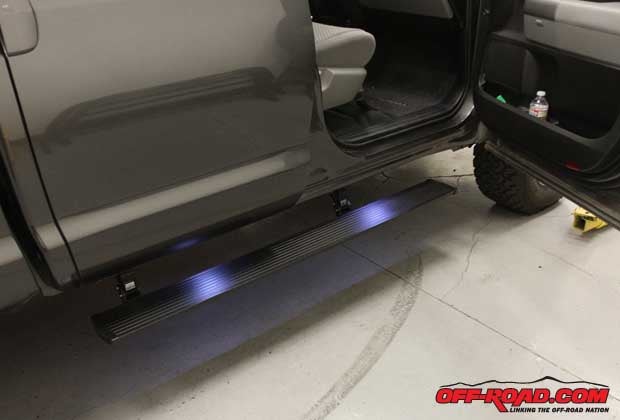 Once everything is hooked up, the PowerSteps will raise and lower and also be lit up by the LED lighting.