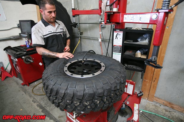 Our 33-inch BFGoodrich KM2 Mud-Terrain tires are mounted on the new 15x7 ATX Slot wheel.