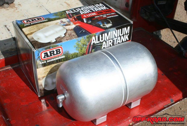 Initially I ordered the ARB one-gallon aluminum air tank, but again the lack of room in a CJ and the fact that the Jeep has a sealed front bumper that could be used as an air tank convinced me to set it aside.
