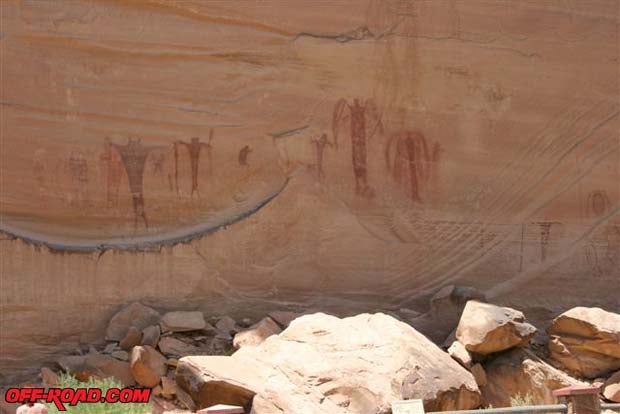 The Buckhorn Wash Pictograph Panel is hundreds of feet long and hundreds of feet high with messages from many generations of American Indians.