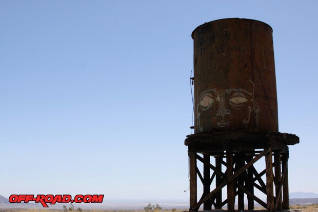 The original water tower that fed thirsty steam engines from 19191932 on the San Diego  Arizona Railway still stands erect at Dos Cabezas train station.