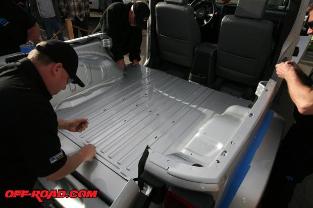 The truck bed was then installed and bolted into place.