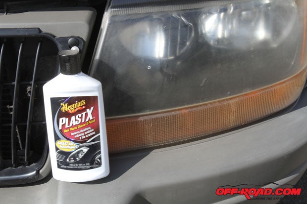 Meguiars PlastX helps revive cloudy headlamps, and our WJs lights were in need of some cleanup. 