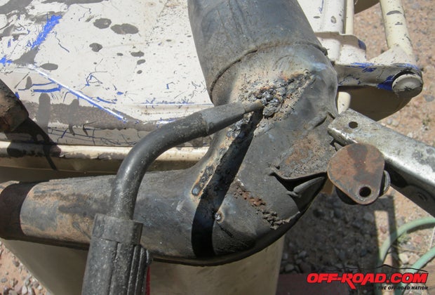 A MIG welder was used to join the cracks.