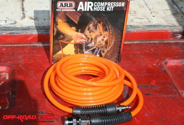 The optional air hose will reach all tire positions, even full-size pickups and duallies.