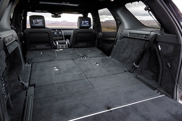 The new Discovery has ample room for cargo, up to 82.7 cubic feet. The second- and third-row seats can be laid flat for transporting large items, and is suitable for car camping if youre feeling adventurous.