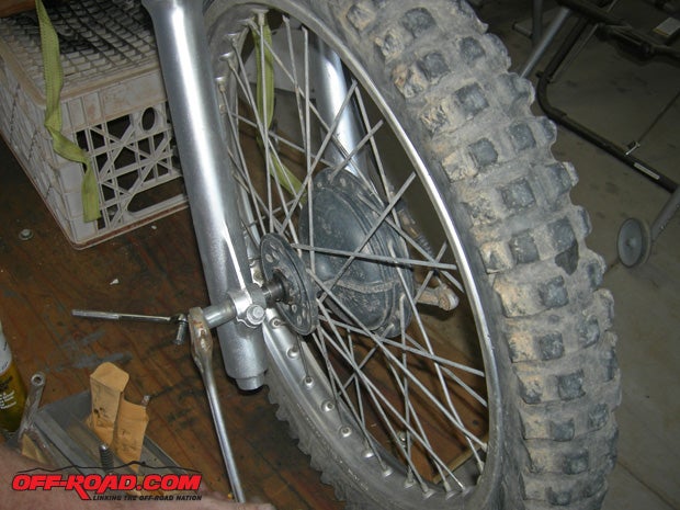 Next the front wheel was positioned properly and then the axle installed.