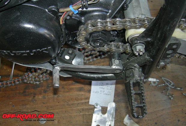 The chain was installed and adjusted, and a shift lever put in place.