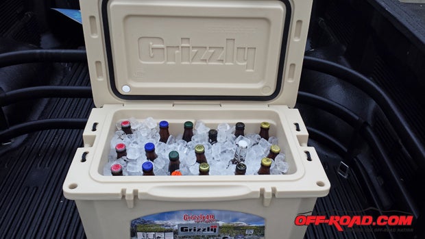 Whether you’re carrying food, drinks or your day’s catch from the lake, the 40-quart capacity of our Grizzly Cooler provides an interior capacity that measures 18 inches wide, 11 inches deep and a height of 12 inches. For the beer lovers out there, that means it’ll fit 22-ounce brews just fine. 