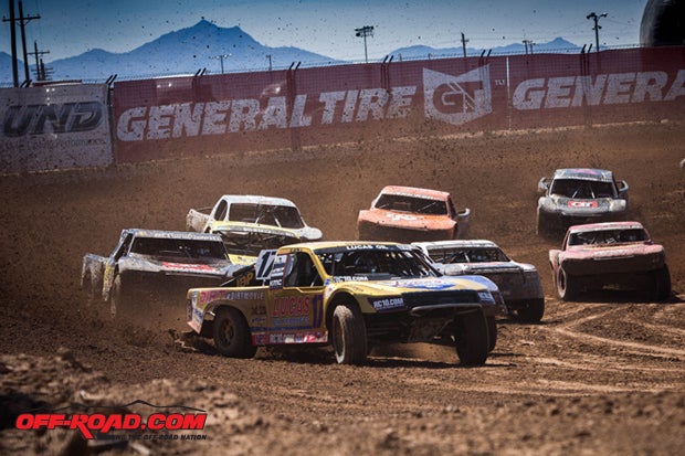 Carl Renezeder leads the pack at the opening rounds of the Lucas Oil Off-Road Racing Series. 