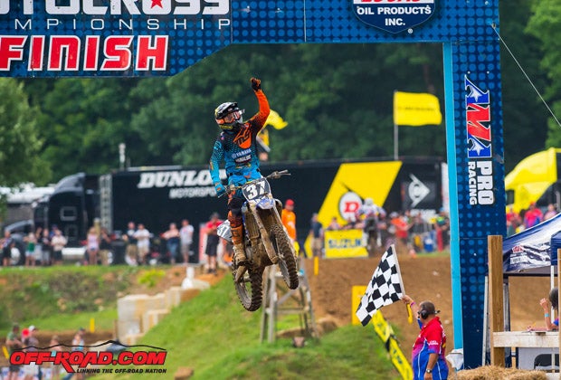 Cooper Webb celebrated a win in front of his hometown crowd at Muddy Creek.
