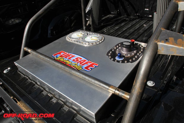A larger fuel tank is fitted to the race truck to provide additional range for the Baja 1000.