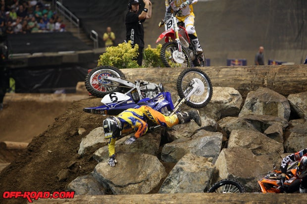 Thrills and spills: Enduro X kept everyone on their toes at Staples Center, including the competitors. 
