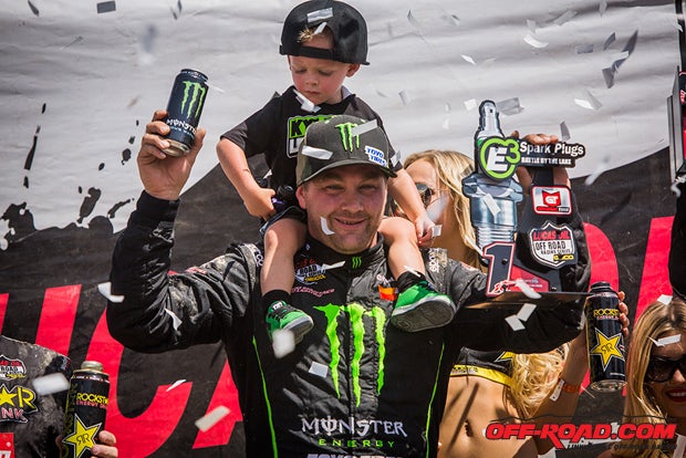 Kyle LeDuc enjoys one of his two Pro victories over the weekend with his son.