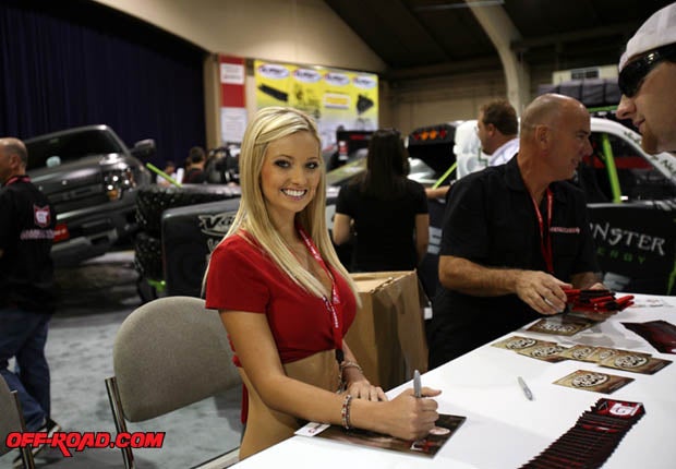 General Tire's Miss Mint 400 signs autographs for show attendees. 