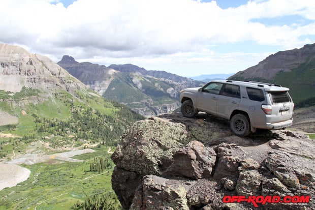 Toyota's Craig Taguchi crawled the 4Runner TRD Pro to the overlook on our way to Imogene Pass.