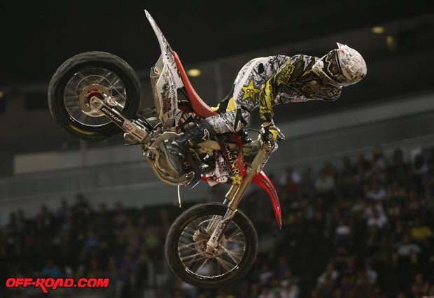 Travis Potter flung his bike beyond sideways during Best Whip, and the fans texted in to vote him the winner. 