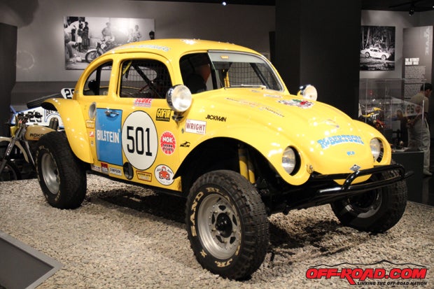 This 1960 Volkswagen was raced by Doug and Don Robertson, winning more than 30 races and earning the title of SCORE Overall Points Champion in 1977. It was actually found in a San Diego junkyard and restored to its current condition.