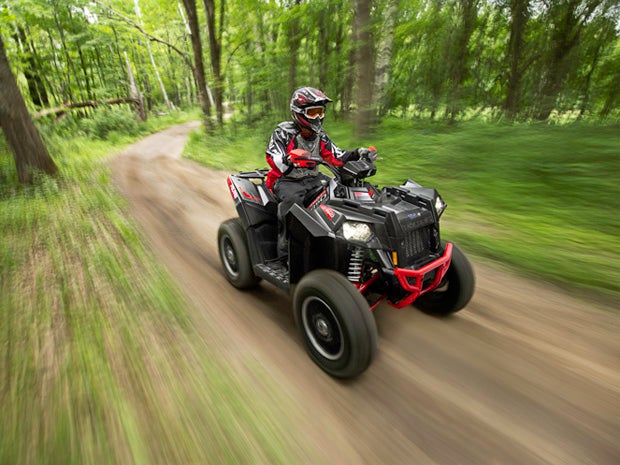 Polaris' 850cc engine was fitted to the Scrambler to produce a powerful, yet sporty, new model for 2013. 