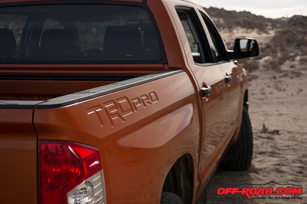 The TRD Pro stamping on the rear quarter panel gives the Tundra a unique look.