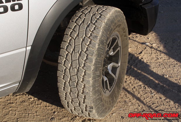 The Ram Rebel features 33-inch Toyo A/T II tires that provide a great blend off off-road traction and on-road grip.