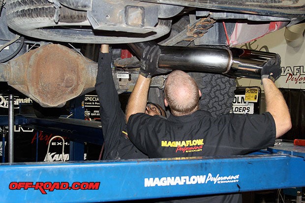 All components are mounted loosely, allowing adjustment and final fitment for clearance.  MagnFlow recommends at least 1/2" of clearance between the exhaust system and body panels to prevent heat damage or fire.